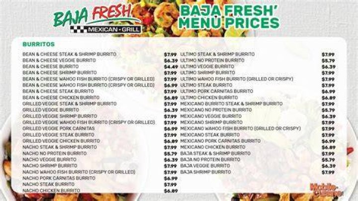 Baja Fresh Menu and Prices