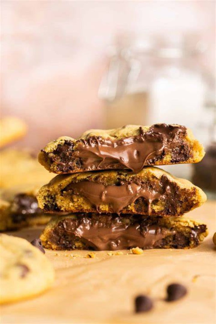 Chocolate chip cookies filled with melted chocolate chips.