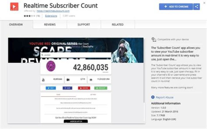Cross Counter TV realtime subscriber count